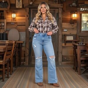 Levi's 726 Jeans Women's 31 Flare Leg High-Rise Mom Jeans Boho Distressed